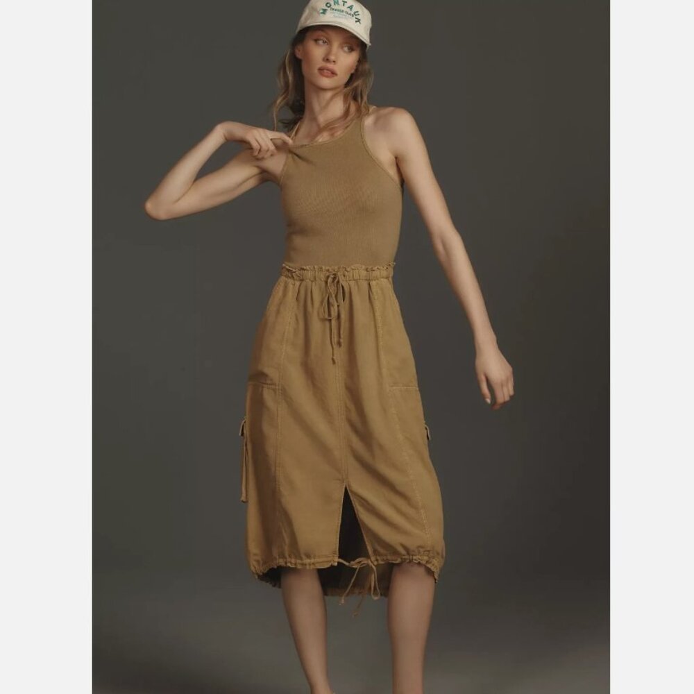 Anthropologie - Daily Practice High-Neck Tank Twofer Midi Dress - XL - Gray - Picture 2 of 4